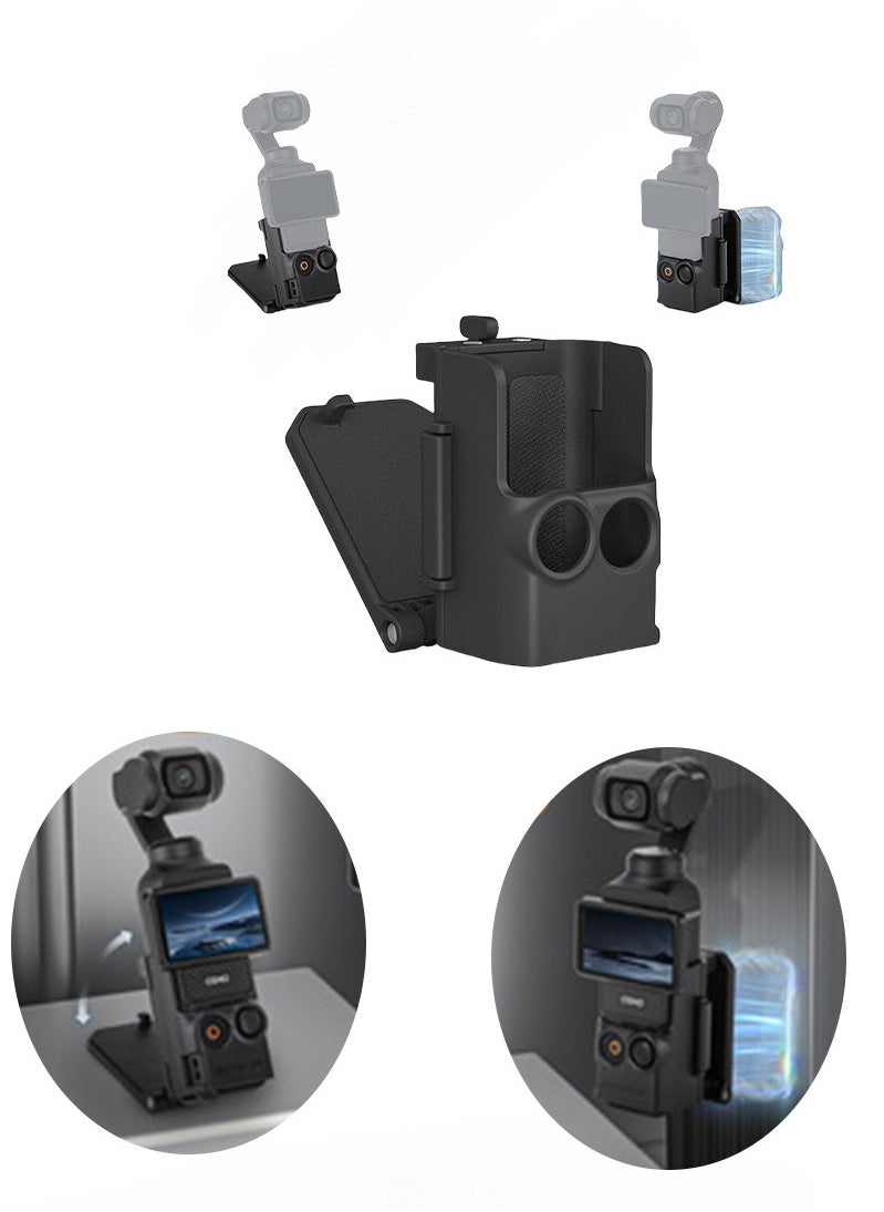 Sunnylife - Magnetic suction bracket,compatible with DJI Osmo Pocket 3, Pocket3 accessory expansion adapter magnetic suction shell base,for desktop,vertical surface use,adjustable,black - Image 1