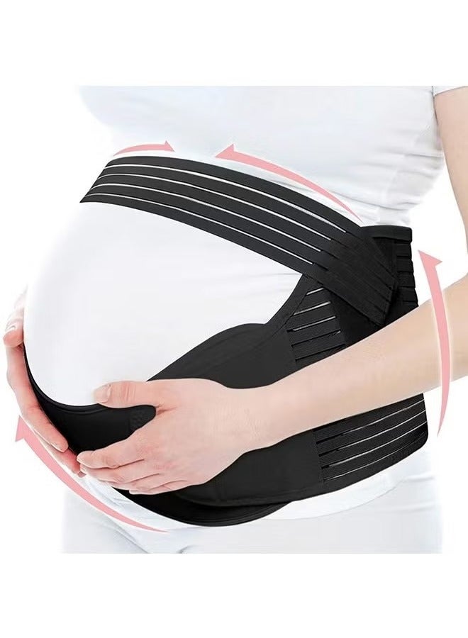 Care Belly Band Pregnancy Support Maternity Belt Adjustable Breathable Comfortable Belly Brace Band Pregnancy Must Haves for Pregnant Women Supporting Abdomen Waist Pelvis Back L size Black - Image 5