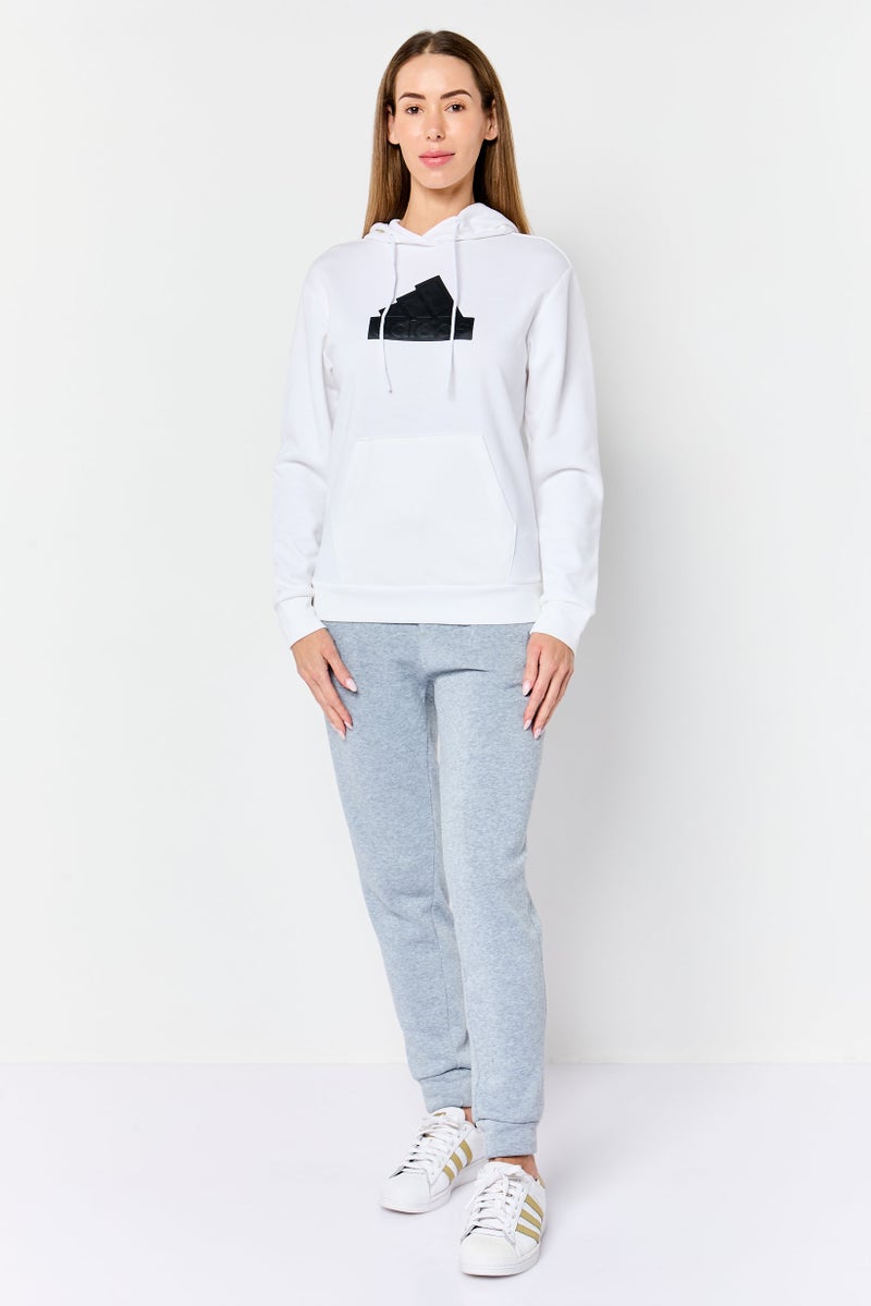 Adidas Women Sportswear Fit Long Sleeve Outdoor Hoodie, White - Image 3