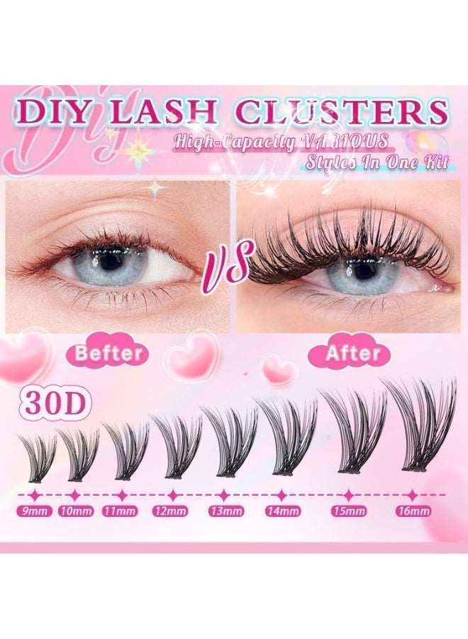 بابونا طقم وصلات رموش DIY عدد 280 قطعة – رموش كلاستر فردية 9-16 مم كثافة 30D و40D مع لاصق رموش ومزيل وأداة تركيب لتمديد الرموش في المنزل - Image 3