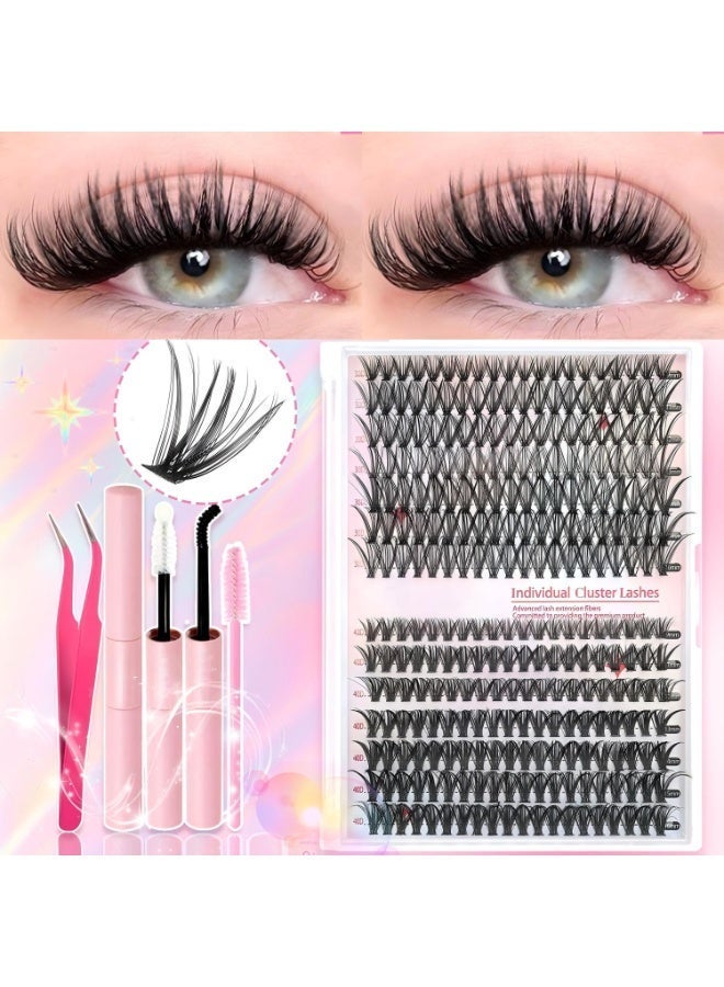 بابونا طقم وصلات رموش DIY عدد 280 قطعة – رموش كلاستر فردية 9-16 مم كثافة 30D و40D مع لاصق رموش ومزيل وأداة تركيب لتمديد الرموش في المنزل - Image 1