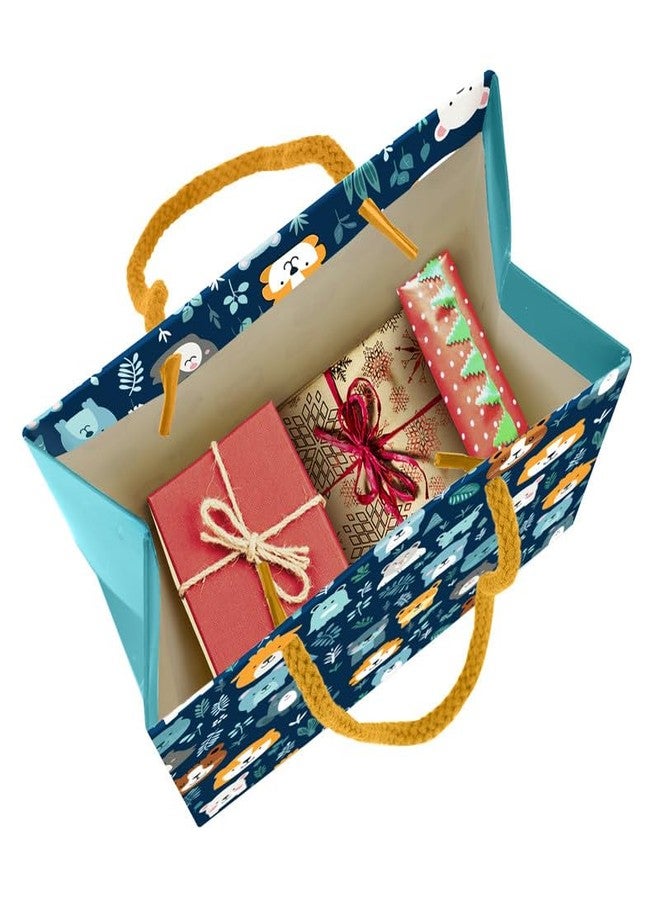 PaperPep Blue Cute Cartoon Animal Pattern PrintGift Paper Bags | Small (9"X7"X4" inches) | Attached gift tags, Ideal for Return Gifts, Weddings, Birthday & Celebrations | Pack of 3 - Image 4