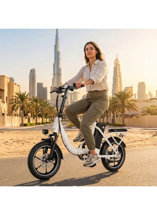 ويندهورس دراجة كهربائية قابلة للطي W2B، محرك 350 واط، بطارية 36 فولت 8 أمبير، سرعة تصل إلى 40 كم/ساعة، مدى يصل إلى 35 كم، فرامل قرصية مزدوجة، هيكل من سبائك الكربون، إطارات 16 بوصة، نظام تعليق أمامي، دراجة كهربائية محمولة بمقعدين - Image 3