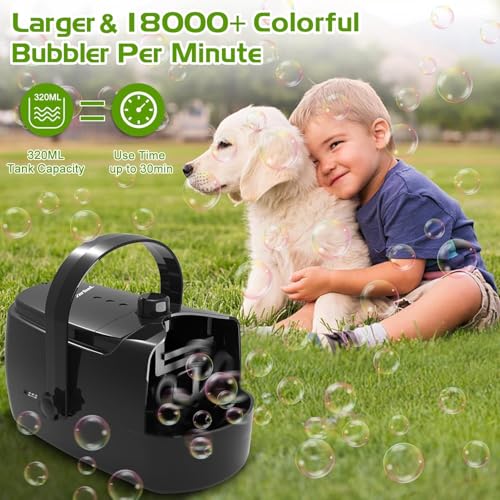 Zerhunt Bubble Machine Durable Automatic Bubble Blower, 18000+ Big Bubbles Per Minute Bubbles for Kids Toddlers Bubble Maker Operated by Plugin or Batteries Bubble Toys for Indoor Outdoor Birthday Party - Image 3