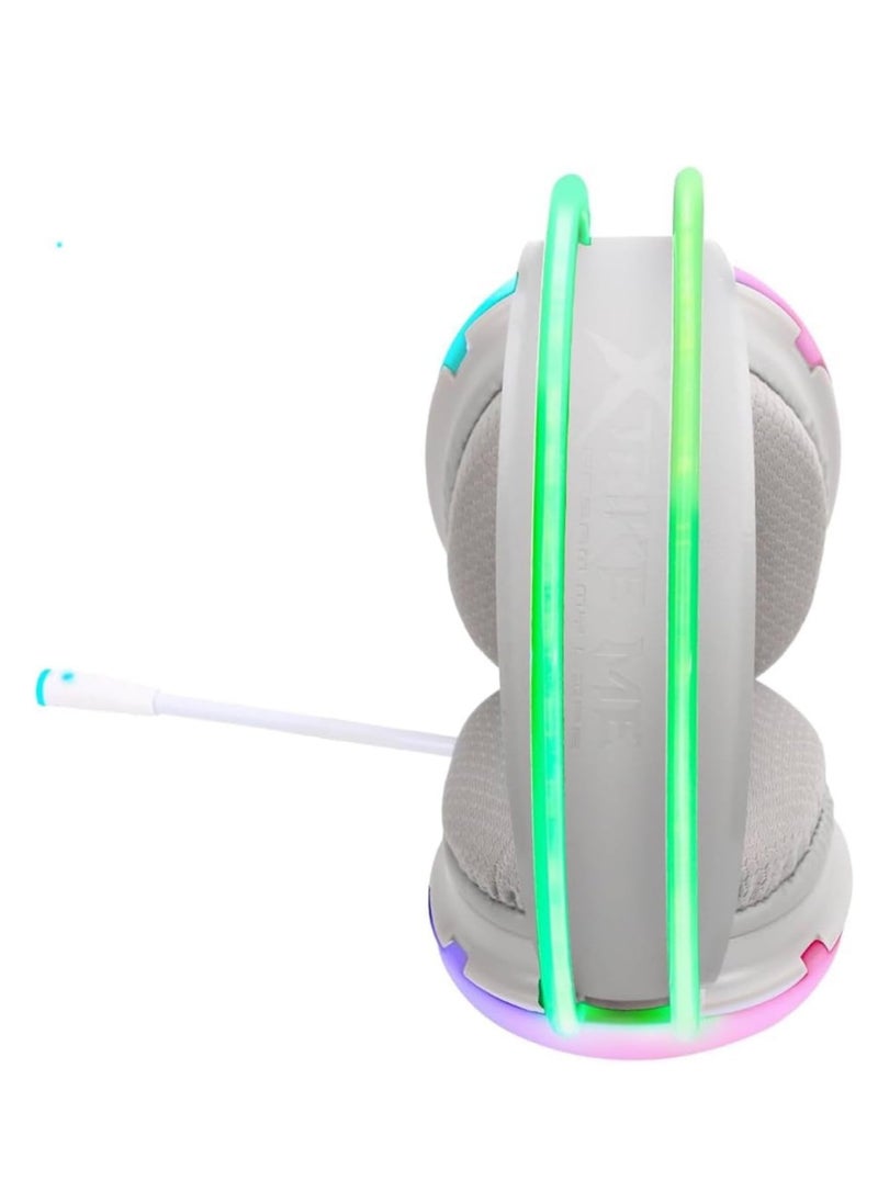 XTRIKE ME - GH-511 Transparent RGB Gaming Headset Stereo Sound - Dynamic RGB lighting on headband - Omnidirectional Noise Reduction mic - 2*3.5 mm jack + USB - For Mobile / PC / PS4-5 - Image 1