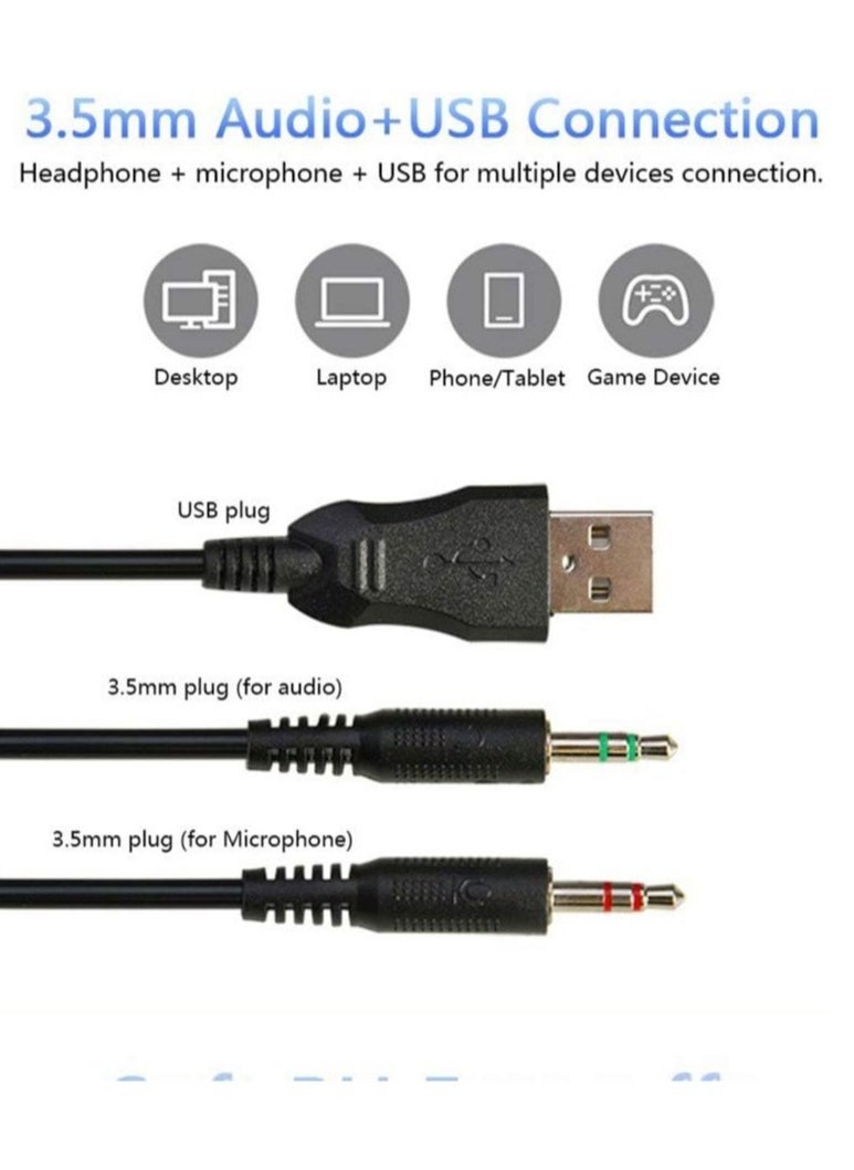 XTRIKE ME - GH-511 Transparent RGB Gaming Headset Stereo Sound - Dynamic RGB lighting on headband - Omnidirectional Noise Reduction mic - 2*3.5 mm jack + USB - For Mobile / PC / PS4-5 - Image 1