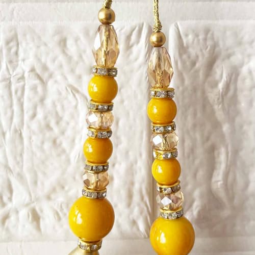 Adikala Craft Store Ethnic Nalki Cone Latkan Tassel Pack of 2 for Saree Pallu, Blouse, Suits, Dupatta, Lehenga Decor (Yellow 1Cone) - Image 4