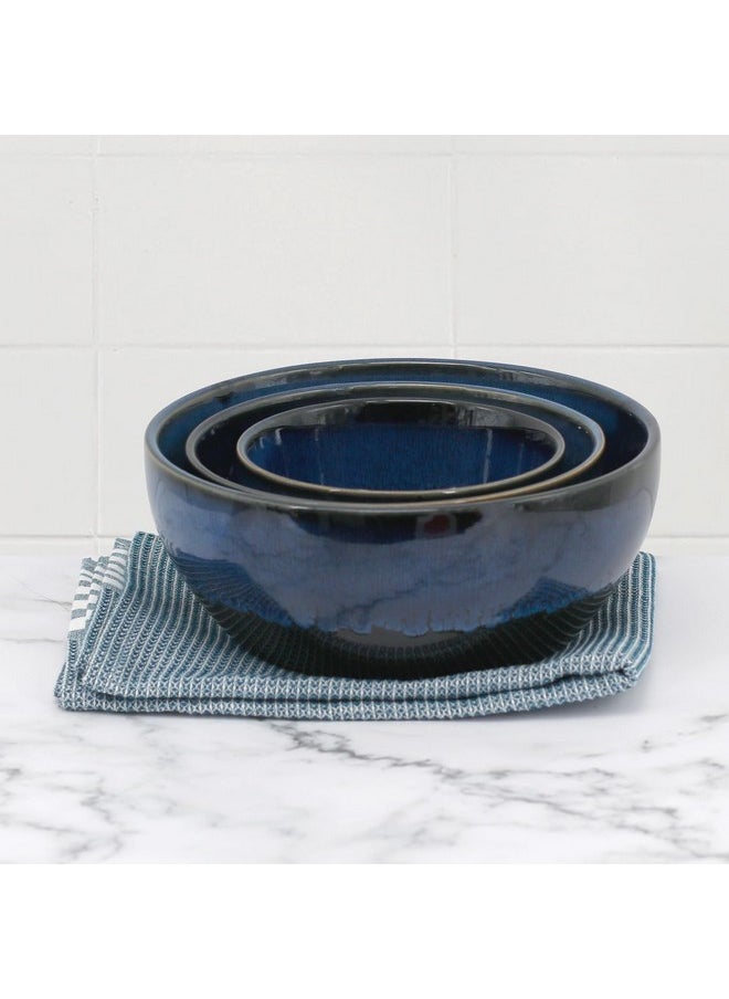 Emeril Lagasse - Emeril Lagasse 3-Piece Nesting Round Stoneware Mixing Bowl Set, Versatile 2/1/0.5 Qt, for Cooking, Baking, Prepping, Serving, Salad, Housewarming Gift, Microwave & Oven Safe up to 450 f - Image 1