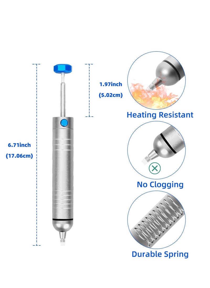 SYOSI Solder Sucker No Clog Desoldering Pump, for Solder Removing with Replaceable Heat Resistan Silicone Sucking Nozzle, Desoldering Tool Sodering Pump Strong Vacuum Aluminum Suction Remover  - Image 3