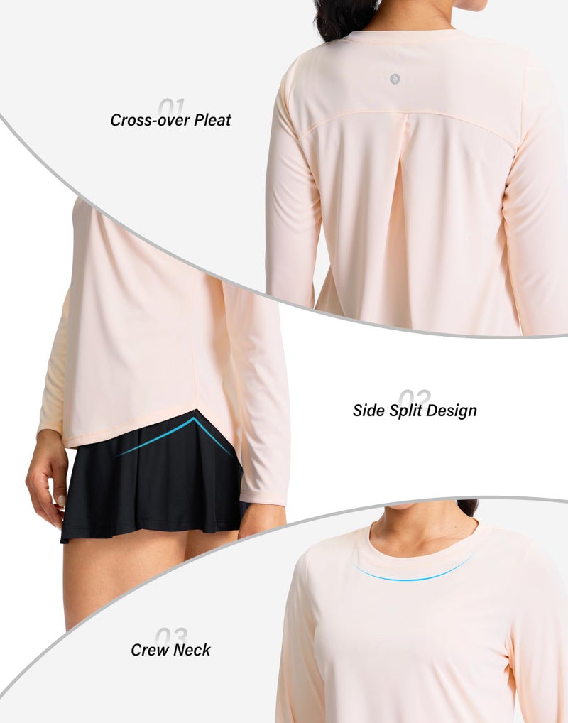 SANTINY Lightweight Long Sleeve Workout Tops for Women Breathable Gym Yoga Athletic Running Hiking Top UPF 50+ Sun Shirts (Cream_M) - Image 4