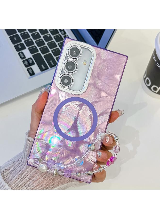 S-TOP Case For Samsung Galaxy S24 FE 5G Plating Texture Wristband MagSafe TPU Phone Case with Glitter Lens Film - Image 1