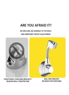 BLUE CORAL Suction Cup Shower Holder Adjustable Shower Head Holder Nozzle Handheld Holder Punch-Free Multi Angle Rotation Shower Bracket (Silver)  - Image 4