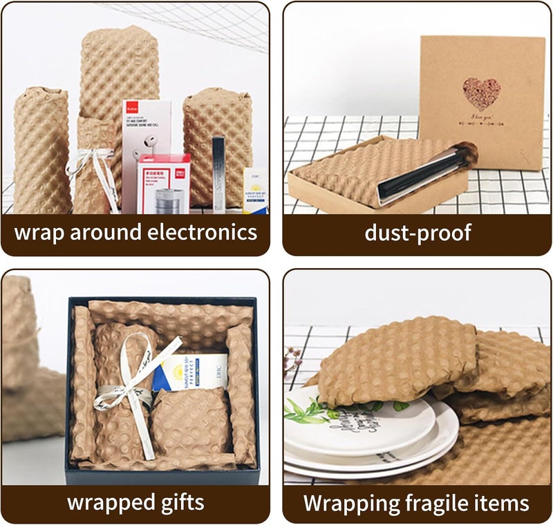 Shinok Paper Bubble Wrap 12in*96ft Eco Cushioning Wrap, Packing Supplies for Moving Shipping and Storing Delicate Items, Filler for Moving Boxes, Alternative to Plastic Bubble - Image 4