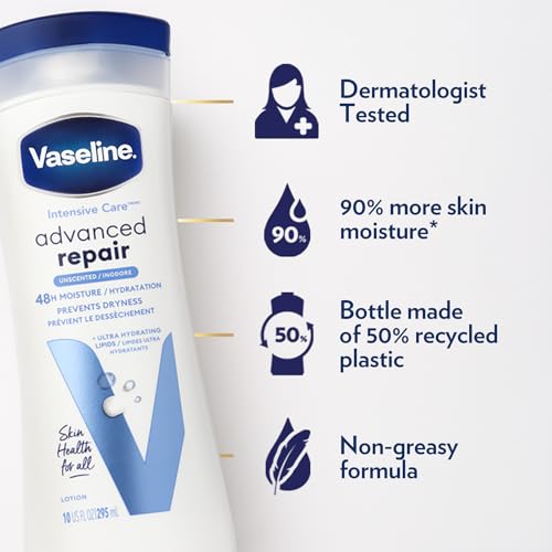 Vaseline Intensive Care Advanced Repair Fragrance Free Body Lotion 2-Pack 10 oz each - Image 4