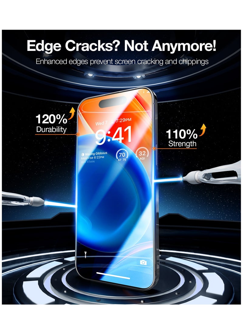 TORRAS - Top-Notch Diamond Shield for iPhone 15 Pro Max Screen Protector [ 9H+ Mil-Grade Protection] Unbreakable Shatterproof Tempered Glass for iPhone 15 Pro Max Full Coverage Screen Protector - Image 1