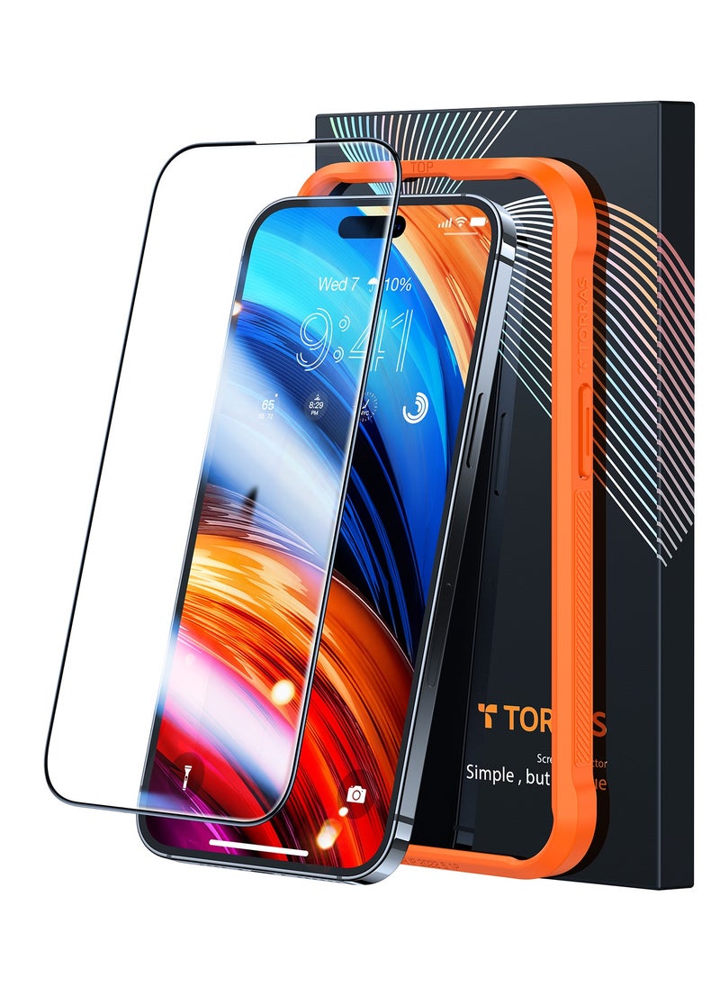 TORRAS - Top-Notch Diamond Shield for iPhone 15 Pro Max Screen Protector [ 9H+ Mil-Grade Protection] Unbreakable Shatterproof Tempered Glass for iPhone 15 Pro Max Full Coverage Screen Protector - Image 1
