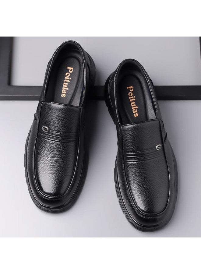 Poitulas Men's Slip-on Business Casual Shoes, Fashionable Lightweight Soft-soled Loafers, Style 8815, Black, Size 40 - Image 4