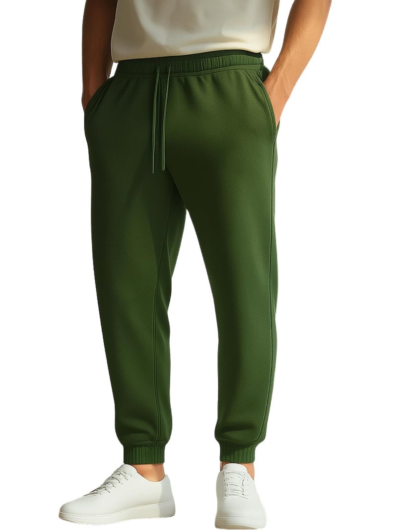 Veirdo® 100% Pure Cotton Regular Fit Olive Mid Rise 2 Pocket Trackpants with Pocket for Men & Boys (VD_TRK_OS_OLV_S) - Image 1