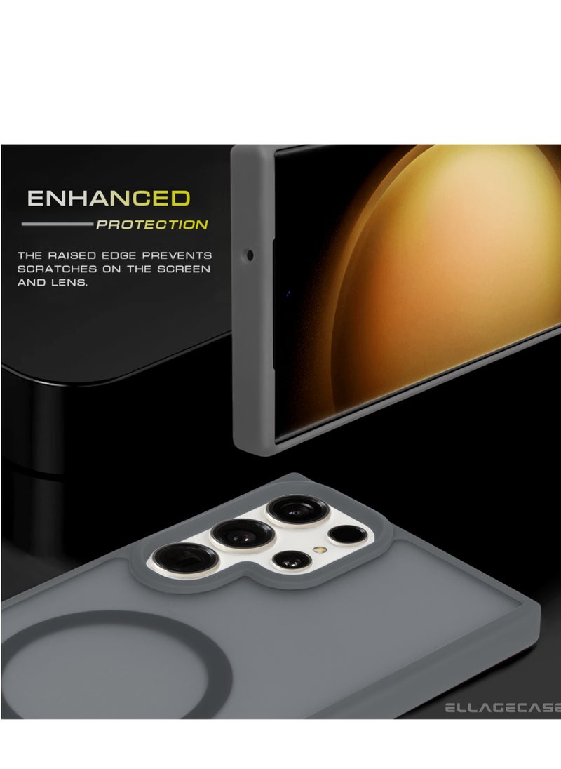 ELLAGECASE - Grey Stylish Case for Samsung Galaxy S25 Ultra, Solid Camera Protection, Shockproof, Enhanced Protection, Compatible with MagSafe and Wireless Charging - Image 1