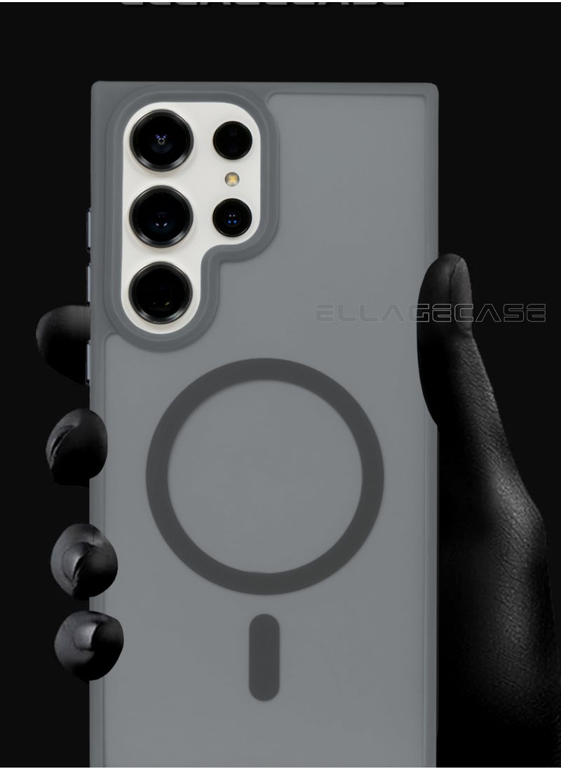 ELLAGECASE - Grey Stylish Case for Samsung Galaxy S25 Ultra, Solid Camera Protection, Shockproof, Enhanced Protection, Compatible with MagSafe and Wireless Charging - Image 1