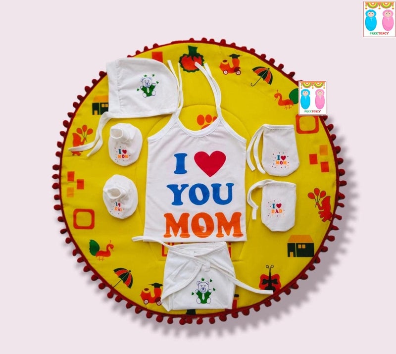 PREETENCY New Born Baby Boy and Girl Cotton Mattress Cotton Godadi for Naming Ceremony 012 Months Age Yellow Mom