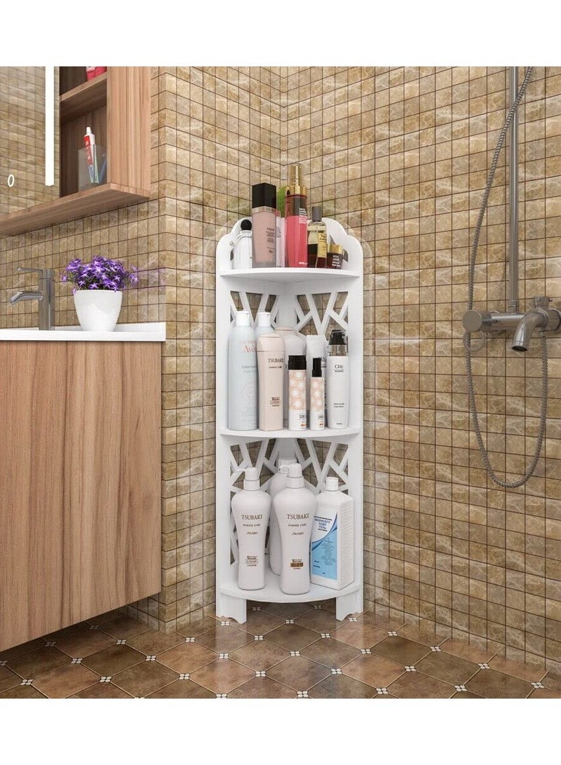 LINGWEI Bathroom Corner Stand Sink Organizer Flower Plant Shelf White 21x80x21cm - Image 3