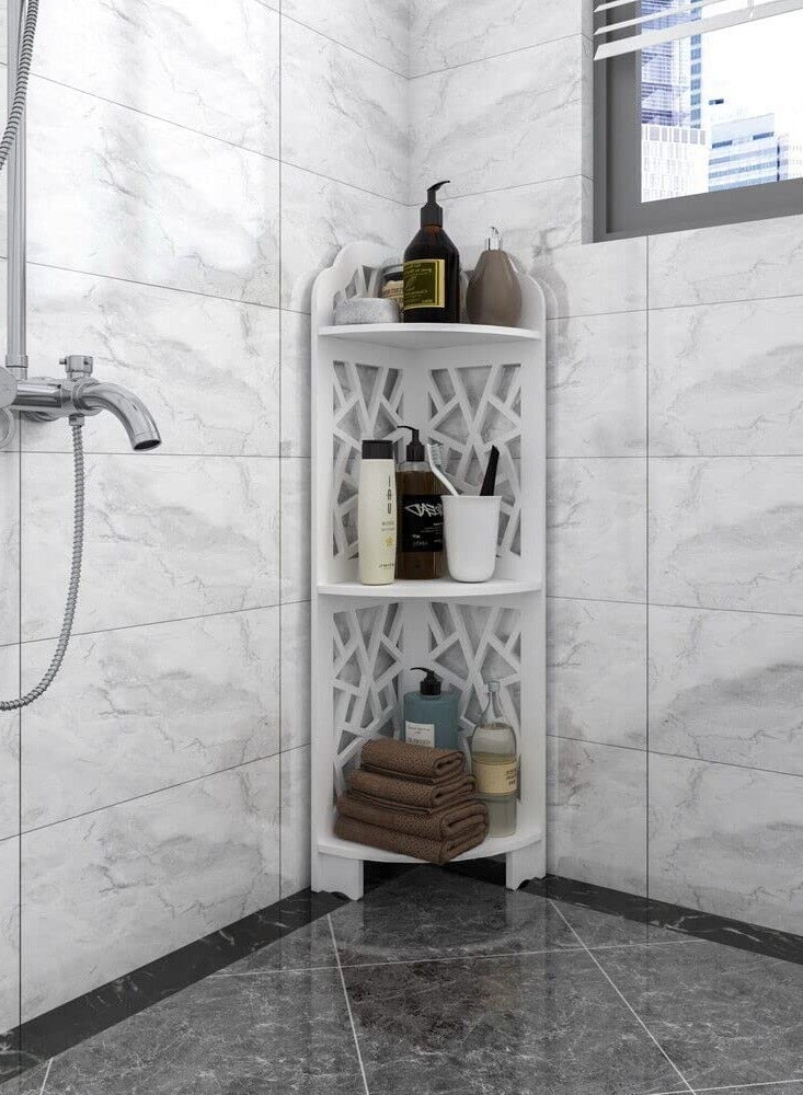 LINGWEI Bathroom Corner Stand Sink Organizer Flower Plant Shelf White 21x80x21cm - Image 5