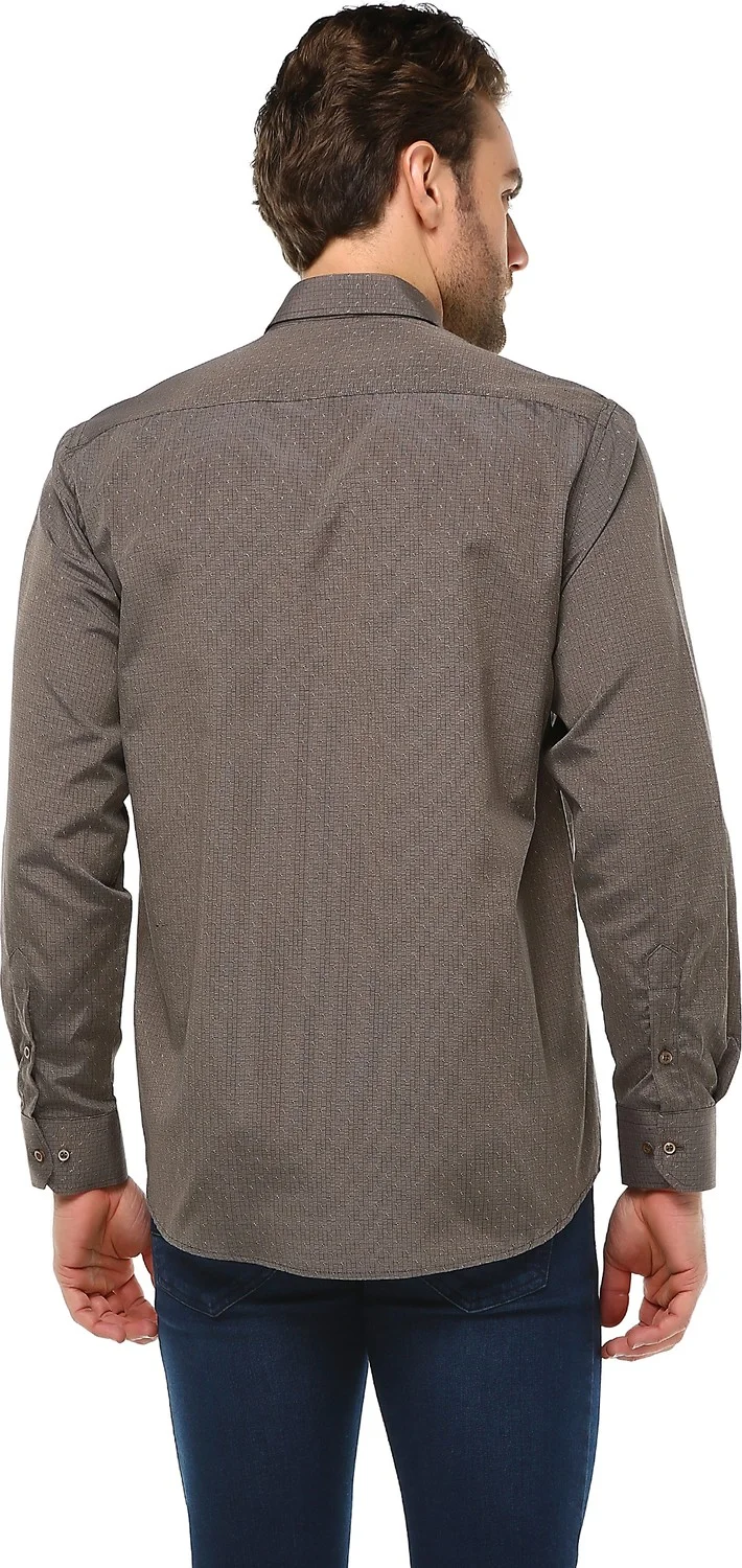 Varetta Men's Brown Classic Cut Patterned Long Sleeve Shirt