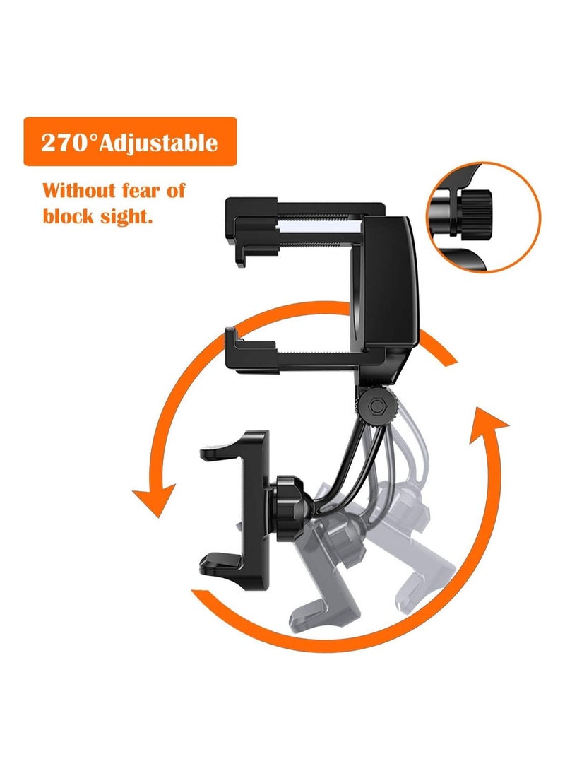 ELTRAZONE Car Rearview Mirror Phone Holder- Car Phone Mount- Phone Bracket, Phone Stand with 270° Swivel and Adjustable Clips, Universal Smartphone Cradle, - Image 4