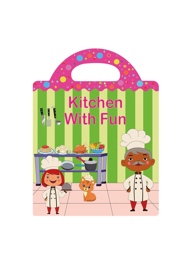 Cross-border DIY fun childrens scene sticker book early education concentration training can be moved repeatedly paste quiet book Kitchen 