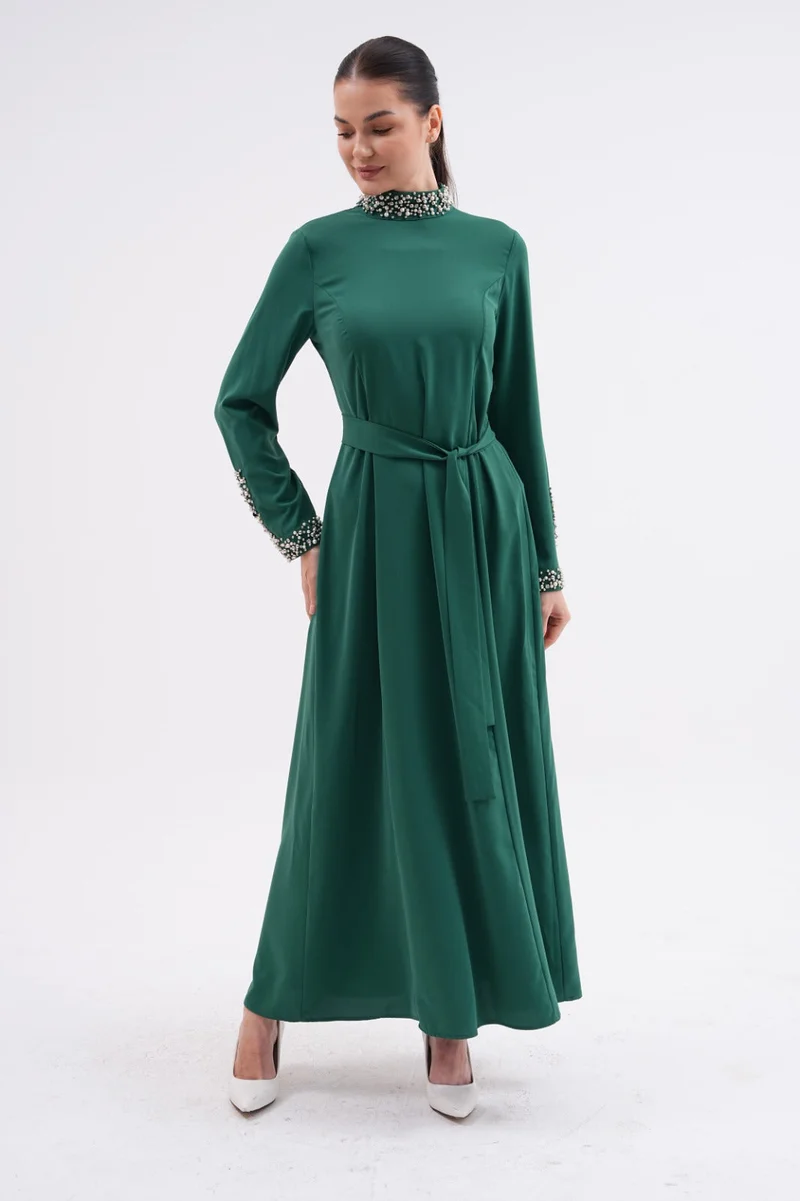Marvella By Rasha Embellished High Neck Maxi Dress