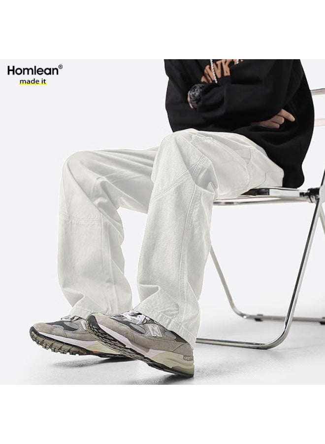 Homlean American-style Pure Cotton Casual Pants Men's Spring And Summer Niche Trendy Retro Loose Workwear Trousers Hs60 Army Green M - Image 3