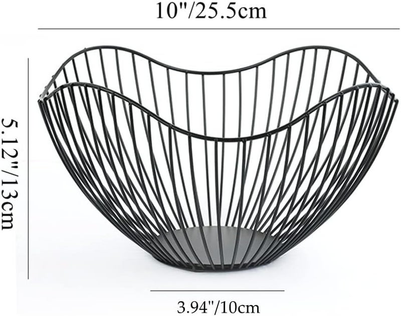 NatureMan Kitchen counter fruit bowl Large fruit basket bowl Metal wavy storage basket Kitchen vegetable and fruit bowl used to hold fruits vegetables and bread black - Image 5
