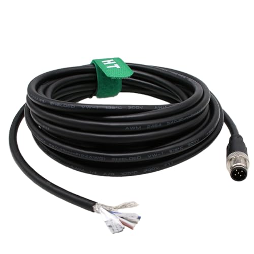 HangTon M12 5 Pin Male ACoded Sensor Cable to Bare Wire for Industrial Controls Automation Device Network DeviceNet CANopen IO Link Profibus 1m - Image 1