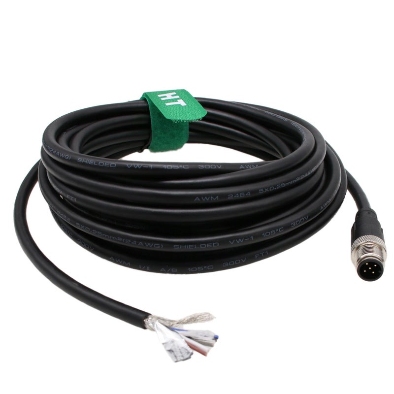 HangTon M12 5 Pin Male ACoded Sensor Cable to Bare Wire for Industrial Controls Automation Device Network DeviceNet CANopen IO Link Profibus 1m - Image 2