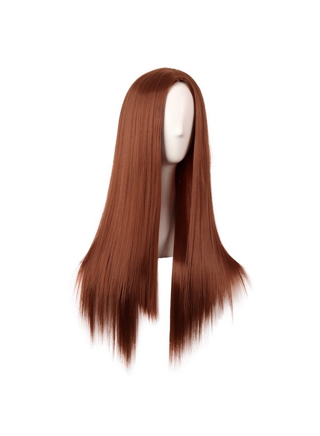 MapofBeauty 28 Inch/70 Cm Women Special Long Straight Part Bangs Synthetic Wig (Ginger Orange) - Image 2