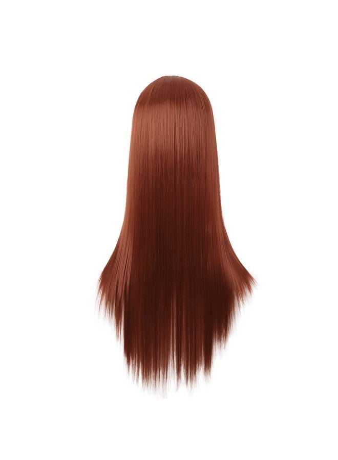 MapofBeauty 28 Inch/70 Cm Women Special Long Straight Part Bangs Synthetic Wig (Ginger Orange) - Image 4