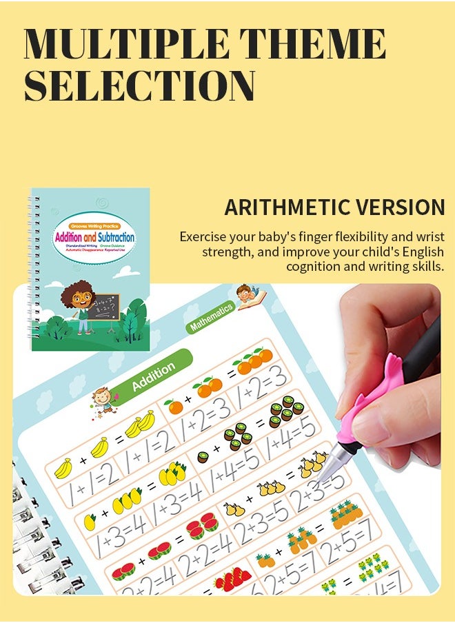 Reusable Tracing Exercise Book With Children's Copybook With Self-Disappearing Ink Pen, Suitable For Toddlers To Practice Pen Control And Preschoolers To Practice Writing.