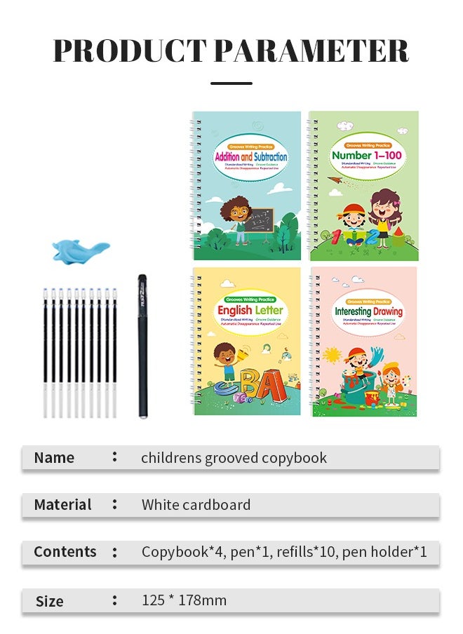 Reusable Tracing Exercise Book With Children's Copybook With Self-Disappearing Ink Pen, Suitable For Toddlers To Practice Pen Control And Preschoolers To Practice Writing.