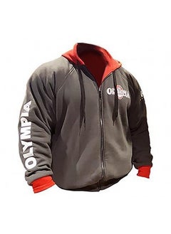 Generic 2019 New Olympic Sweatshirt Fitness Jacket Sports Cotton Printing Hooded Zipper Shirt Healthy Athletic Hooded Pullover 18 Gray 