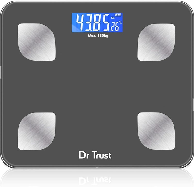 Dr Trust (الولايات المتحدة) جهاز تحليل تكوين الدهون في الجسم الذكي القابل لإعادة الشحن بتقنية البلوتوث - 505 (رمادي) - Image 1
