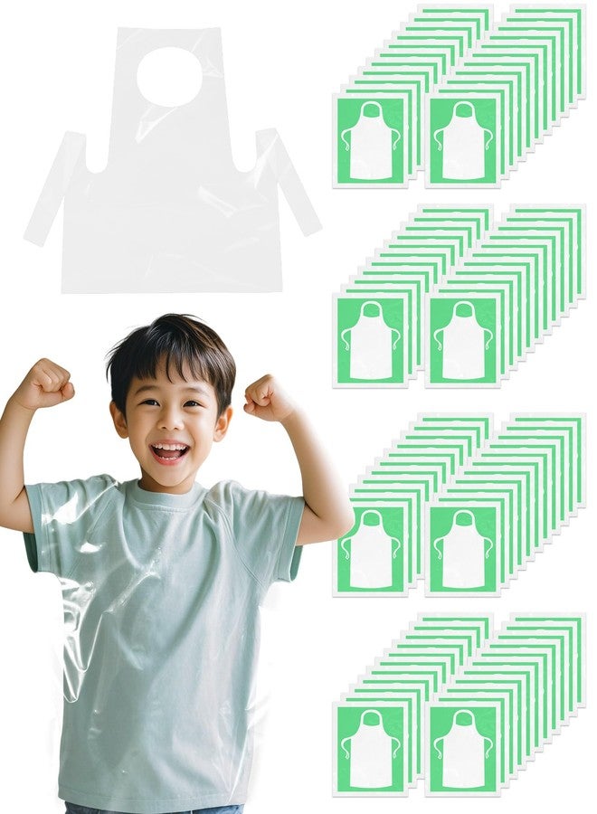 SHENIAFC Disposable Kids Painting Aprons Waterproof Clear Plastic Art Apron for Children 4 to 12 Years Old Ideal for Painting Cooking and Creative Activities Kids Aprons for Painting Disposable Aprons - Image 1