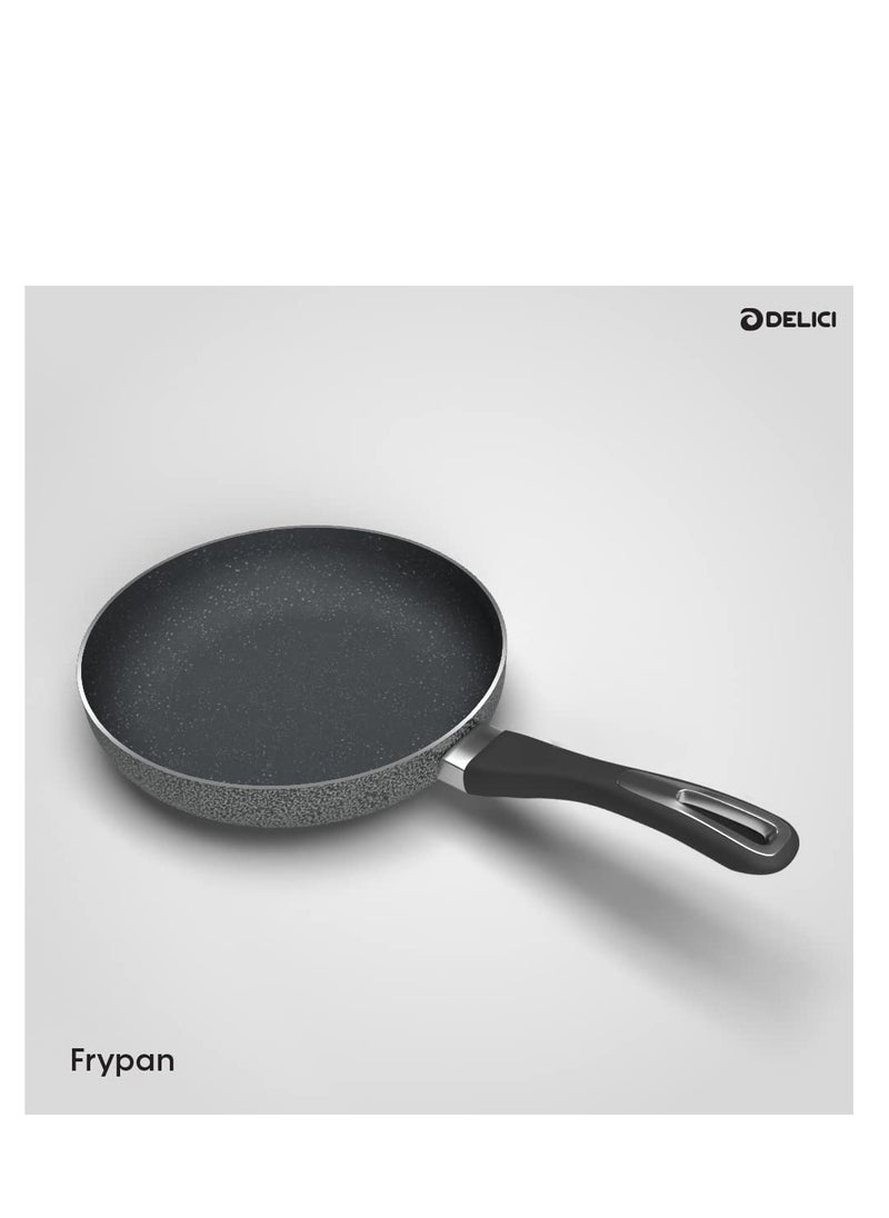 DELICI - 8-Pieces Granite Coated Cookware Set with White Spatter Coating,Superior Aluminum Non-Stick Interior,Includes 2 Sause pans with Tempered Glass Lids,16cm Milk Pan with lid,and 24cm Fry Pan with Spatula - Image 1
