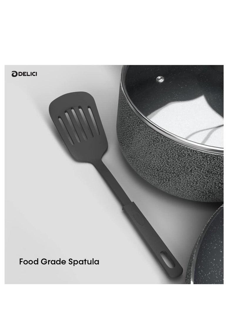 DELICI - 8-Pieces Granite Coated Cookware Set with White Spatter Coating,Superior Aluminum Non-Stick Interior,Includes 2 Sause pans with Tempered Glass Lids,16cm Milk Pan with lid,and 24cm Fry Pan with Spatula - Image 1