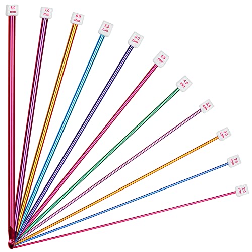 Aeelike Tunisian Crochet Hooks Set, Multicolor 11pcs Aluminum Tunisian Crochet Hooks B-L for Crocheting Lovers & Beginners (2mm to 8mm) - Image 1