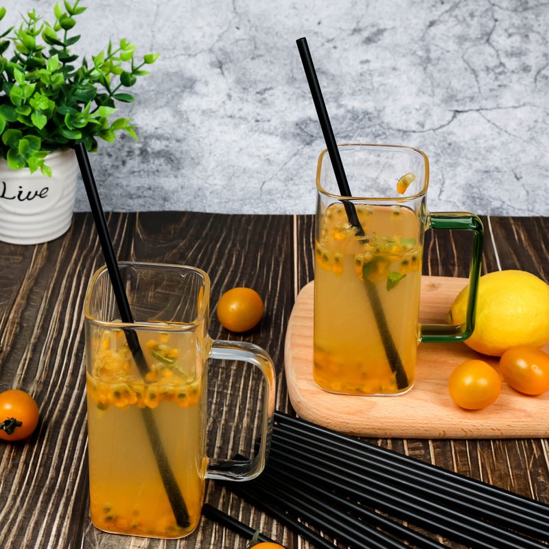 CVNDKN 200 Pcs Black Disposable Drinking Plastic Straws.(0.23'' diameter and 8.26"" long)-Black - Image 4