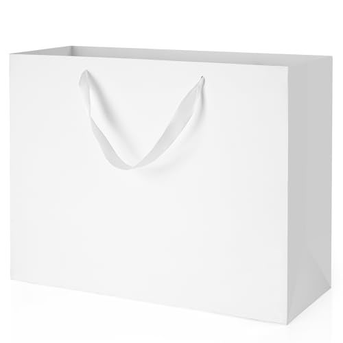 MOXARYSU White Gift Bags With Handles 16x6x12 Inch 3pcs Extra Large White Paper Gags Bulk For Party Shopping Birthday Wedding - Image 1