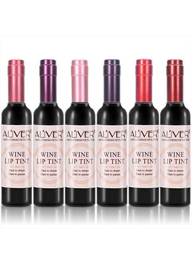 MianYang - 6 Colors Wine Lip Tint, Natural Liquid Lipstick Long Lasting Mini Make Up Lip Gloss Matte Lip Sticks Wine Bottle - Image 1