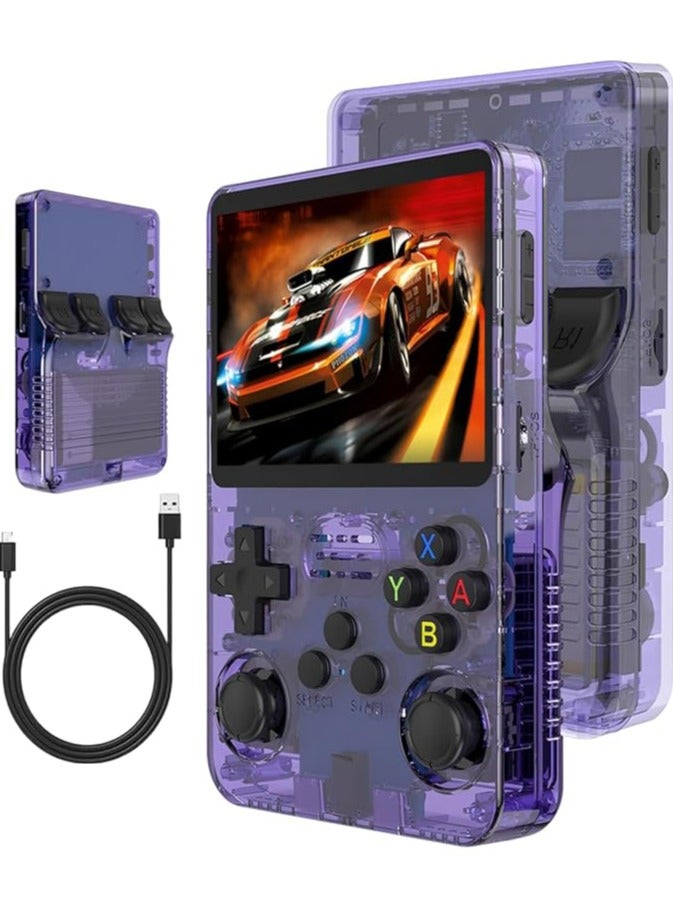 R36S Handheld Retro Gaming Console Linux System with 64G TF Card, Preloaded with 15000+ Games, Retro Video Game Console 3.5-inch IPS Screen (Purple 64G)  - Image 1