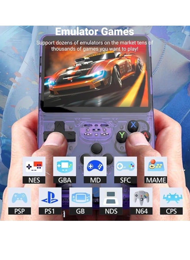 R36S Handheld Retro Gaming Console Linux System with 64G TF Card, Preloaded with 15000+ Games, Retro Video Game Console 3.5-inch IPS Screen (Purple 64G)  - Image 2